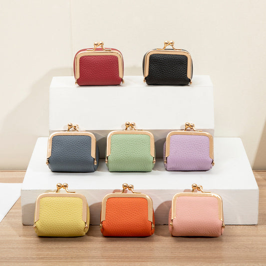 Unisex Solid Color PU Leather Box Key Bag With Sewing Thread Detail, Perfect For Summer