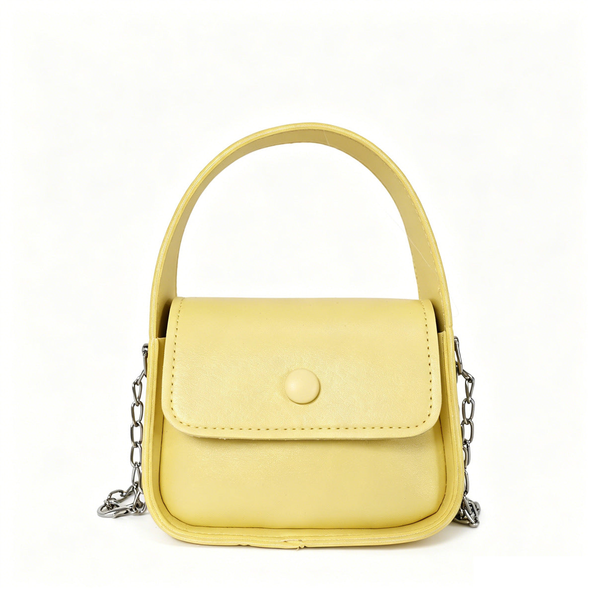Solid Color Square PU Leather Shoulder Bag For Women With Chain Strap