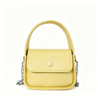 Solid Color Square PU Leather Shoulder Bag For Women With Chain Strap