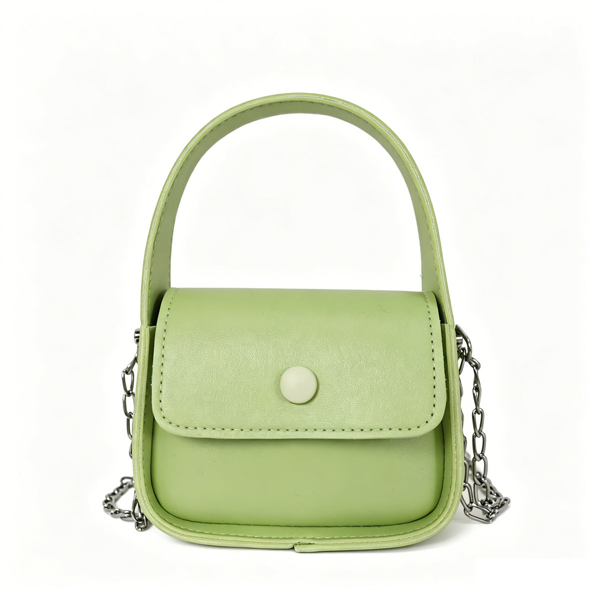 Solid Color Square PU Leather Shoulder Bag For Women With Chain Strap