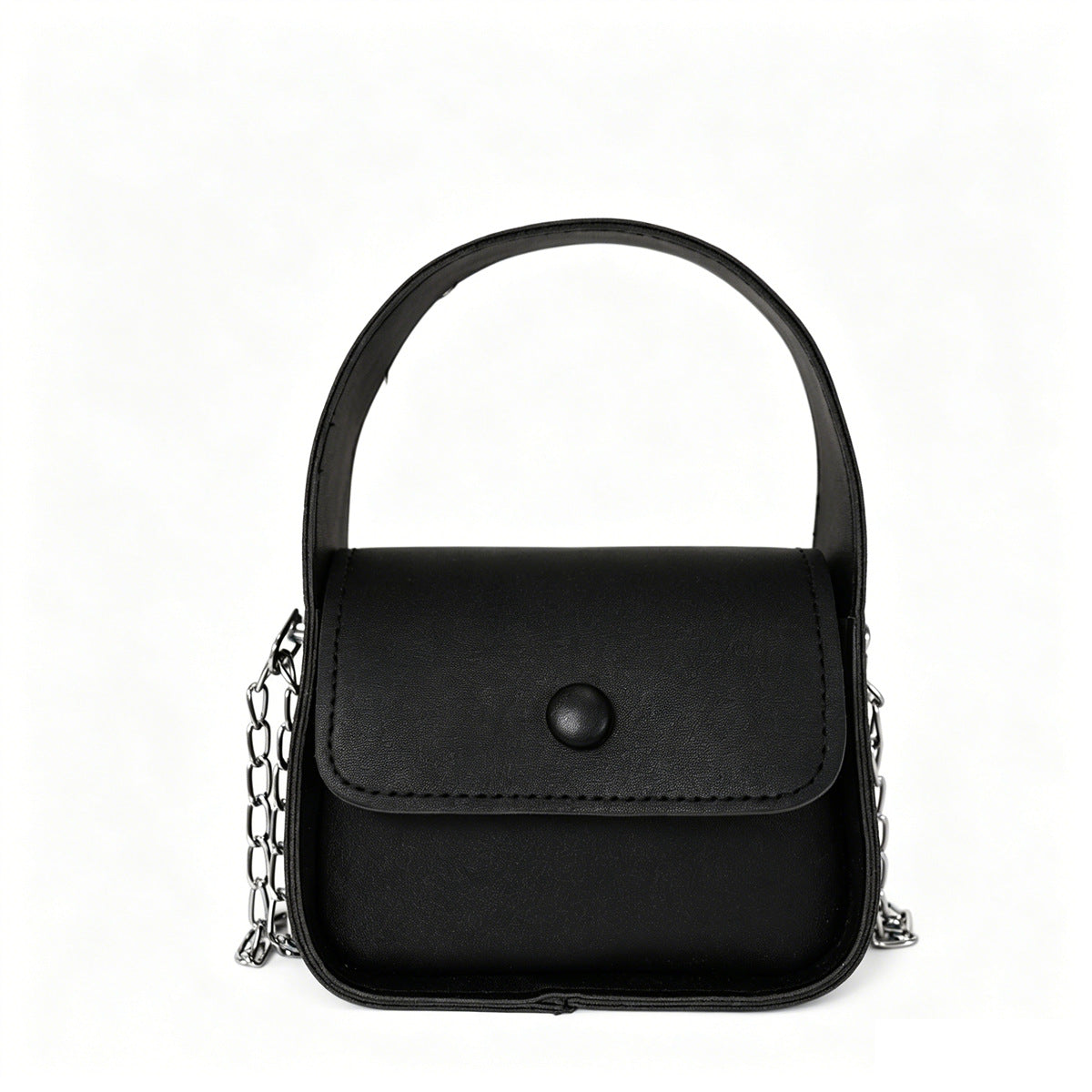 Solid Color Square PU Leather Shoulder Bag For Women With Chain Strap