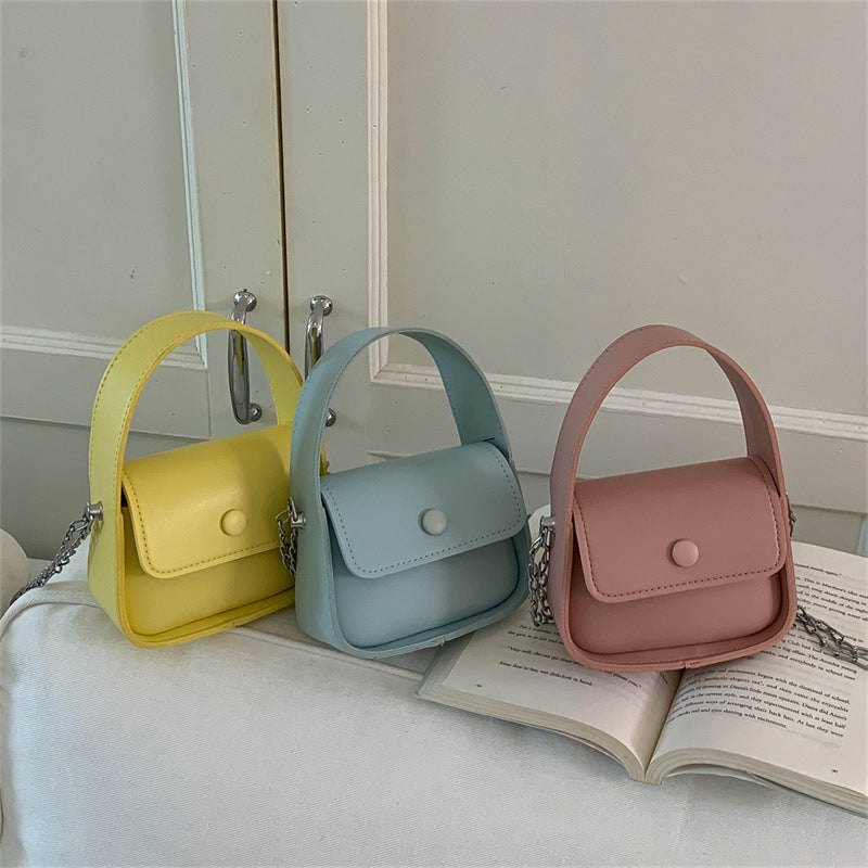 Solid Color Square PU Leather Shoulder Bag For Women With Chain Strap