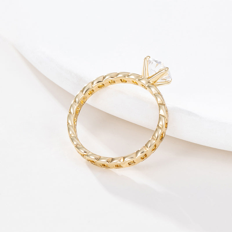 XUPING Geometric Ring For Women, 1 Piece, 18K Real Gold Plated With 0.01µm Thickness Featuring Zirconia Inlay