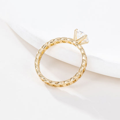 XUPING Geometric Ring For Women, 1 Piece, 18K Real Gold Plated With 0.01µm Thickness Featuring Zirconia Inlay