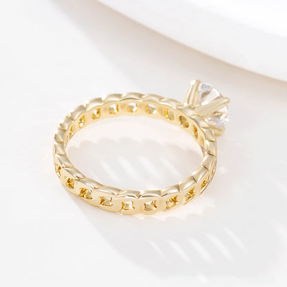XUPING Geometric Ring For Women, 1 Piece, 18K Real Gold Plated With 0.01µm Thickness Featuring Zirconia Inlay