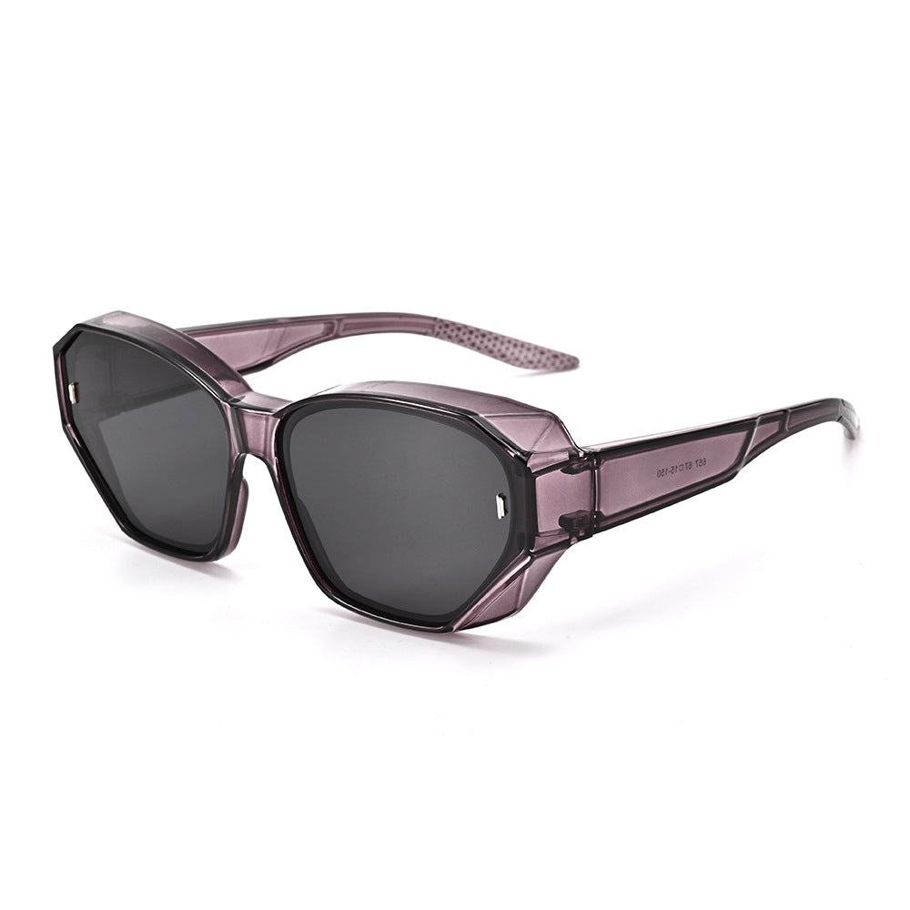 Unisex Polygons Sunglasses With Tac Lens Material In Dyed Black, Perfect For Beach Wear