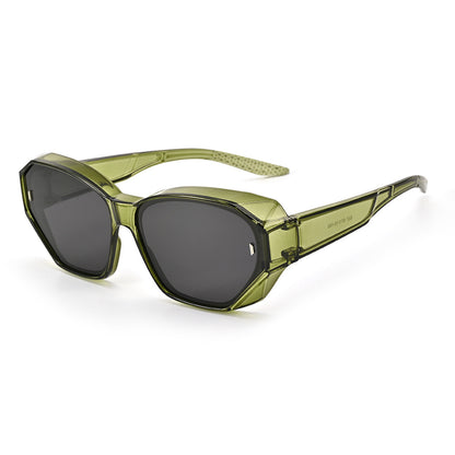 Unisex Polygons Sunglasses With Tac Lens Material In Dyed Black, Perfect For Beach Wear
