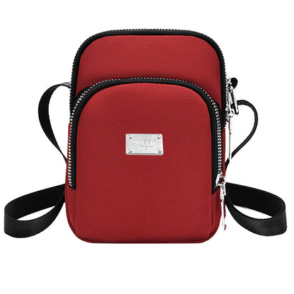 Women’s Splicing Square Phone Wallet In Oxford Cloth With Sewing Thread Detail, Perfect For Summer