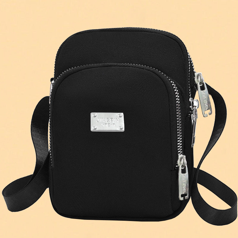 Women’s Splicing Square Phone Wallet In Oxford Cloth With Sewing Thread Detail, Perfect For Summer