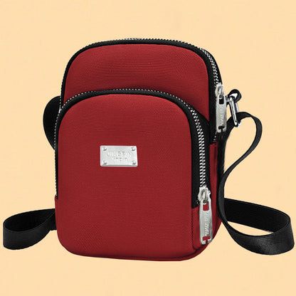 Women’s Splicing Square Phone Wallet In Oxford Cloth With Sewing Thread Detail, Perfect For Summer