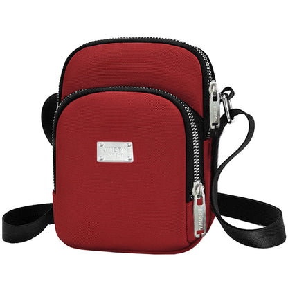 Women’s Splicing Square Phone Wallet In Oxford Cloth With Sewing Thread Detail, Perfect For Summer