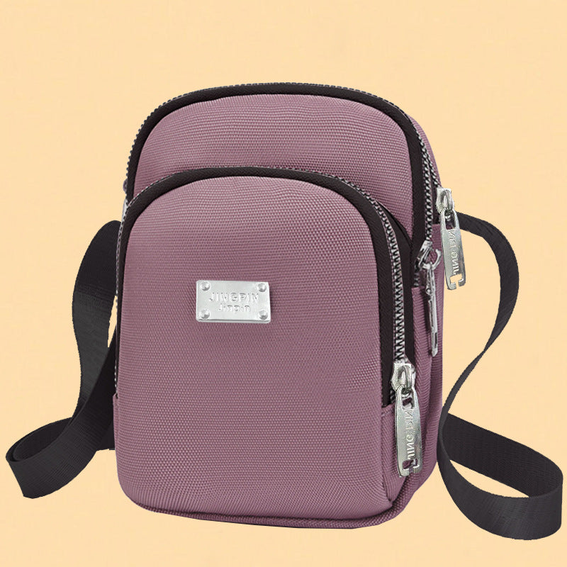 Women’s Splicing Square Phone Wallet In Oxford Cloth With Sewing Thread Detail, Perfect For Summer