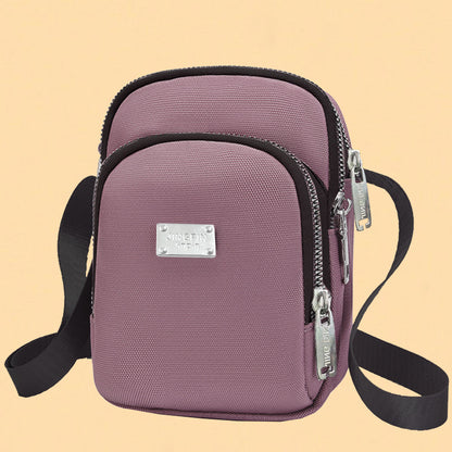 Women’s Splicing Square Phone Wallet In Oxford Cloth With Sewing Thread Detail, Perfect For Summer