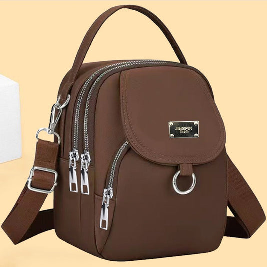 Women’s Nylon Square Shoulder Bag With Sewing Thread Pattern And Single Shoulder Strap