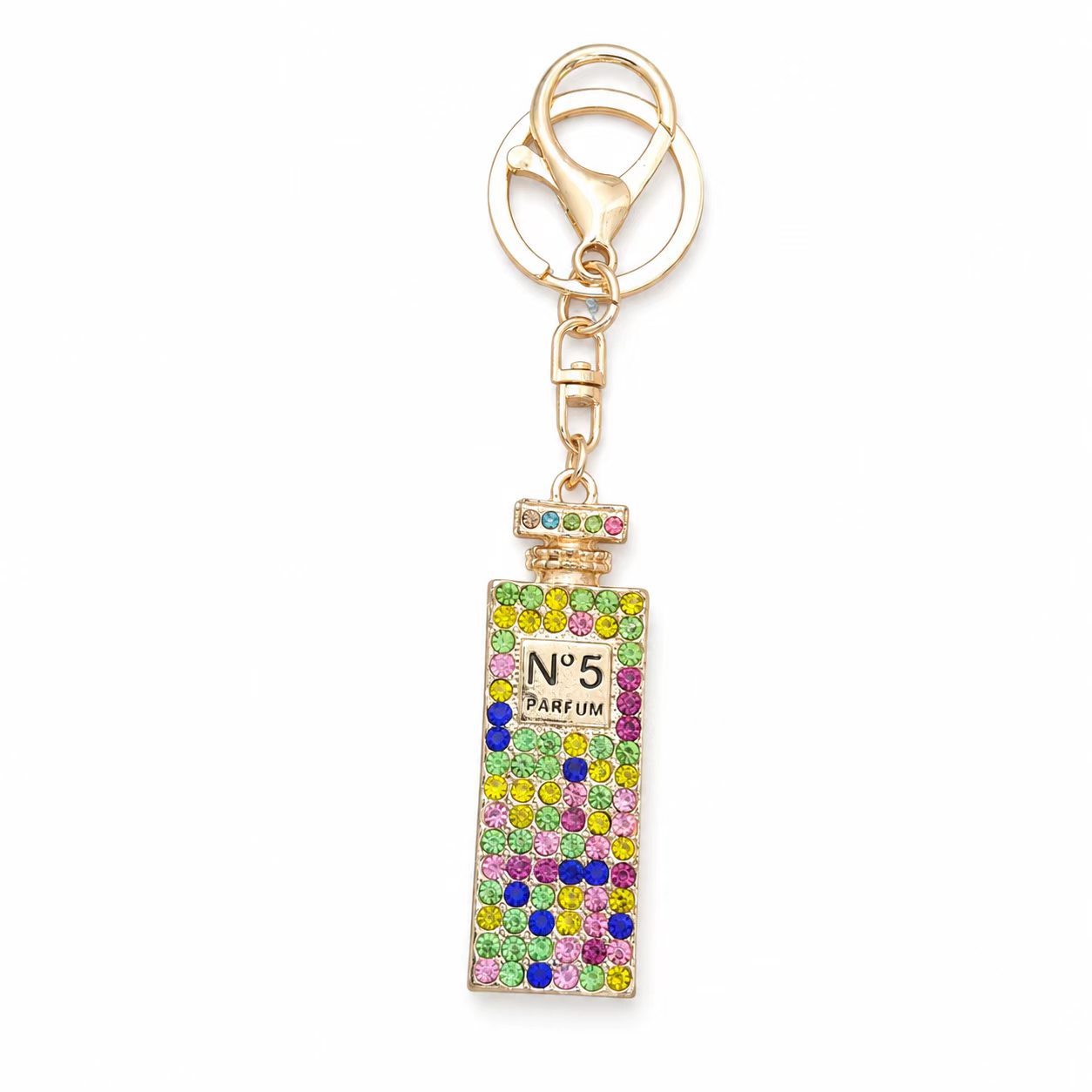 Perfume Bottle Key Chain Featuring Rhinestones And Durable Alloy Material