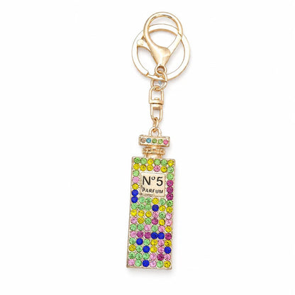 Perfume Bottle Key Chain Featuring Rhinestones And Durable Alloy Material