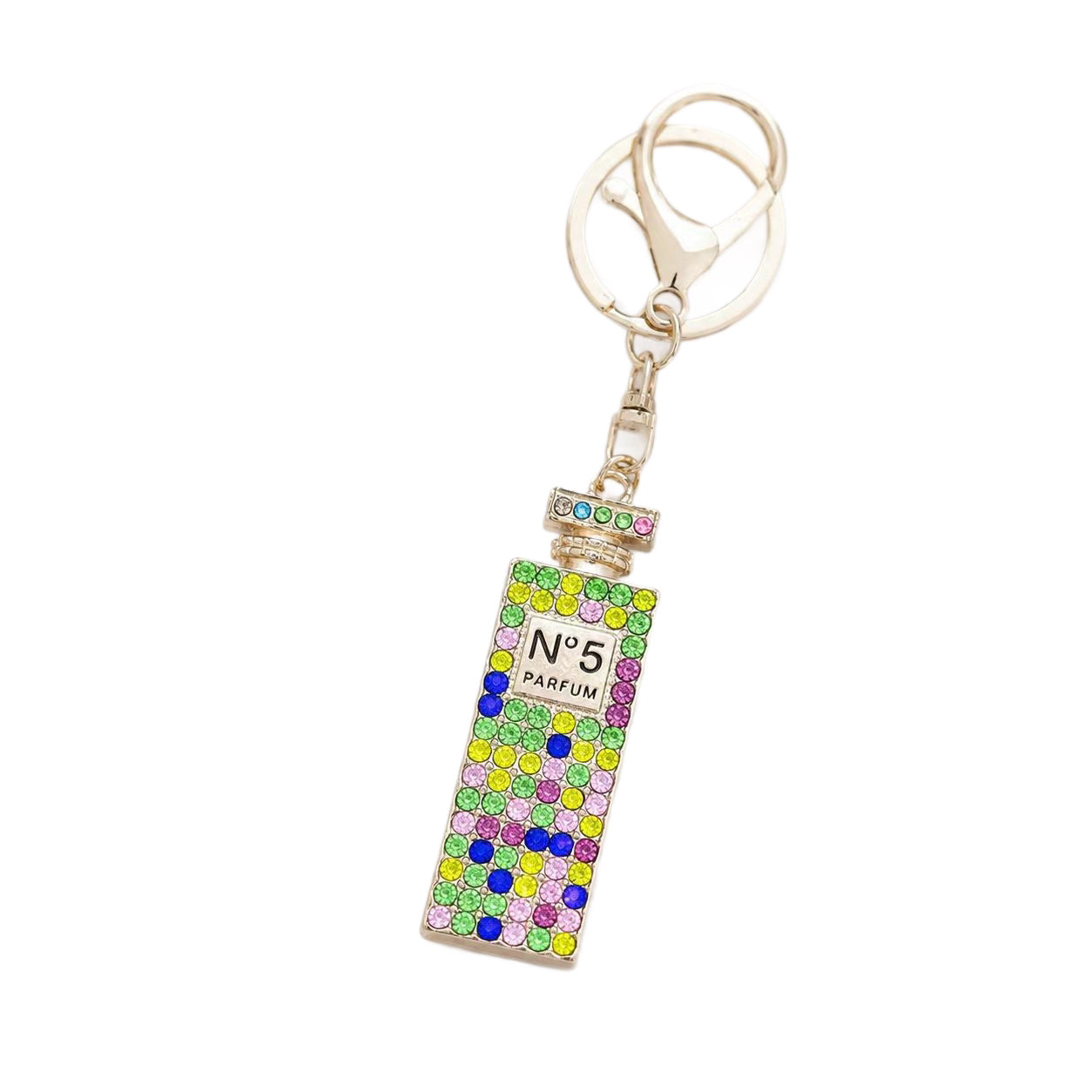 Perfume Bottle Key Chain Featuring Rhinestones And Durable Alloy Material