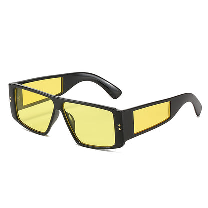 Unisex Square Full Frame Sunglasses With PC Lens Material In Dyed Black, Perfect For Summer