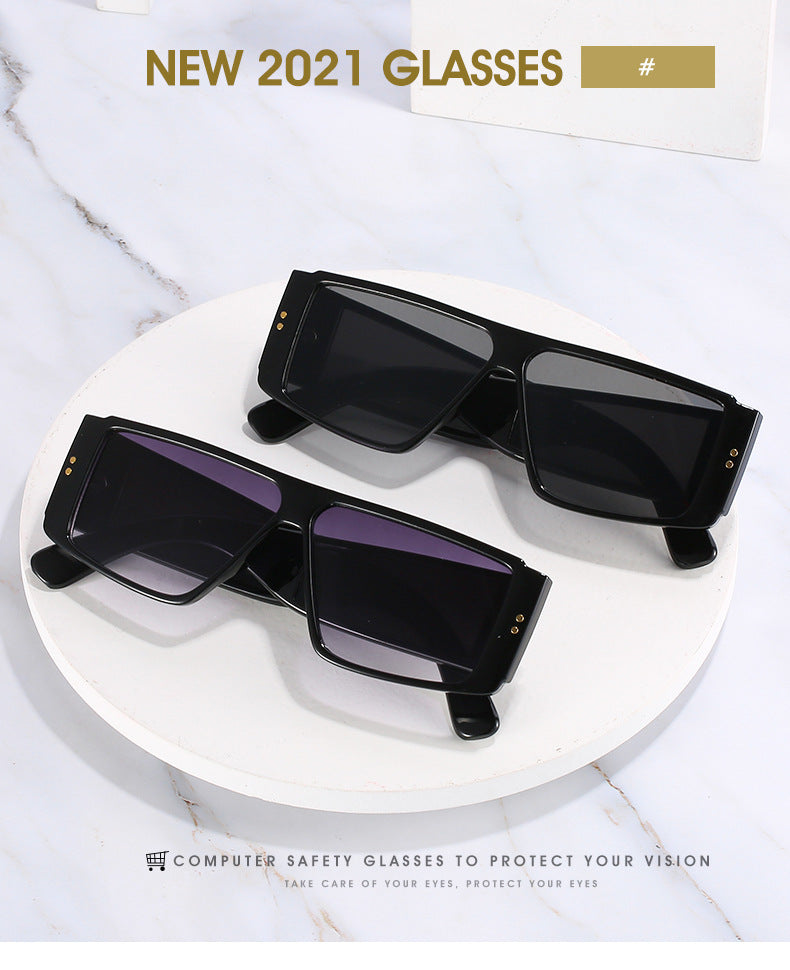 Unisex Square Full Frame Sunglasses With PC Lens Material In Dyed Black, Perfect For Summer