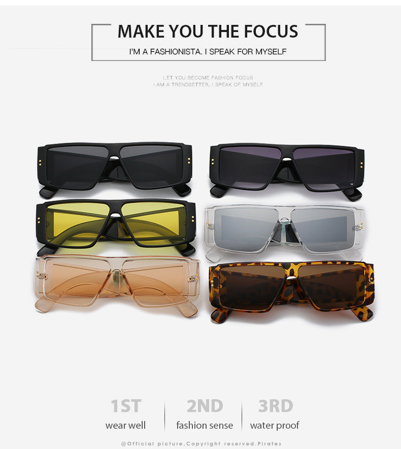 Unisex Square Full Frame Sunglasses With PC Lens Material In Dyed Black, Perfect For Summer