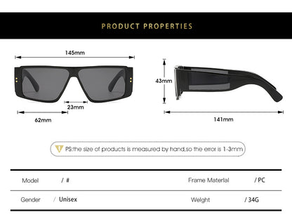 Unisex Square Full Frame Sunglasses With PC Lens Material In Dyed Black, Perfect For Summer