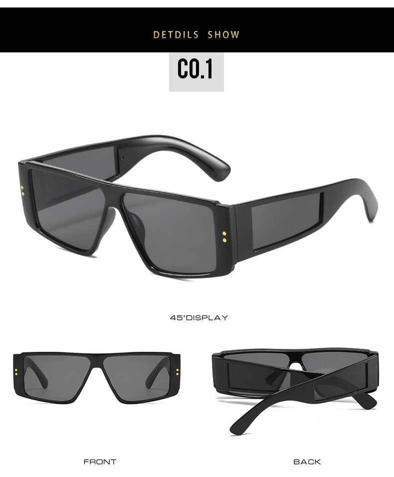 Unisex Square Full Frame Sunglasses With PC Lens Material In Dyed Black, Perfect For Summer