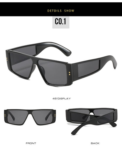 Unisex Square Full Frame Sunglasses With PC Lens Material In Dyed Black, Perfect For Summer