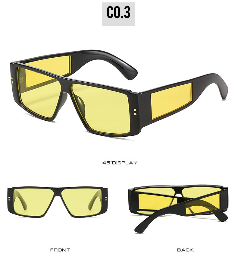 Unisex Square Full Frame Sunglasses With PC Lens Material In Dyed Black, Perfect For Summer