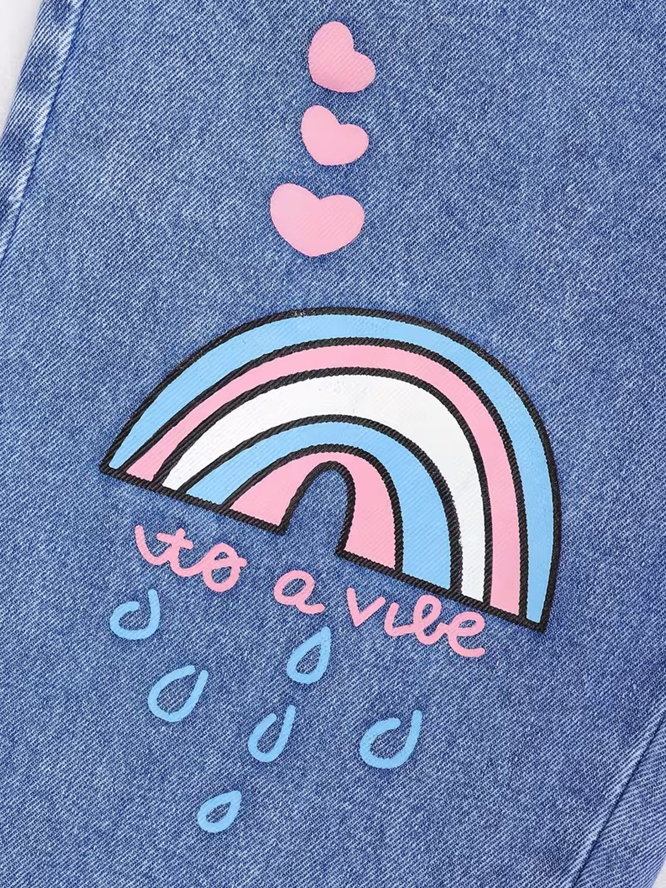 Solid Color Casual Denim Straight Pants For Girls In Blue Full Length Children's Denim Trousers