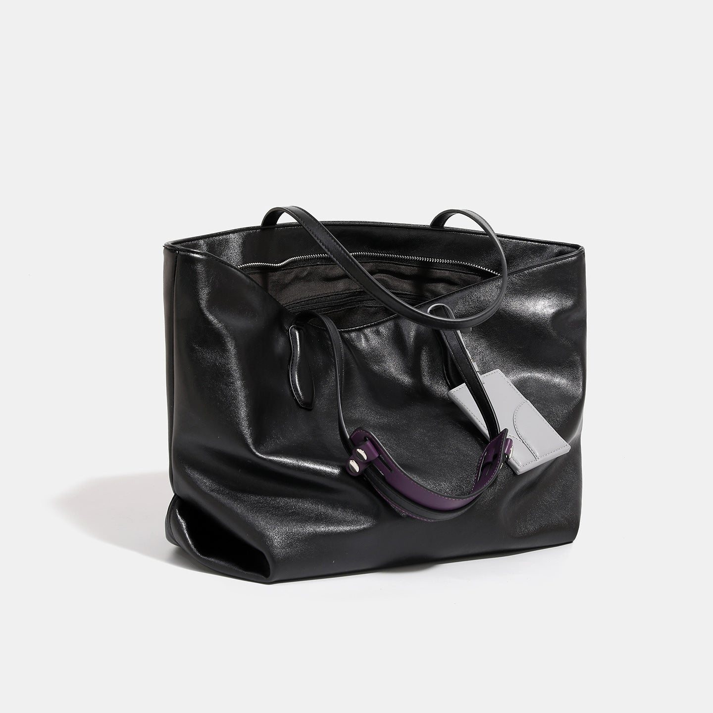 Women’s Square PU Leather Tote Bag With Sewing Thread Detail, Single Shoulder Strap, Large Capacity