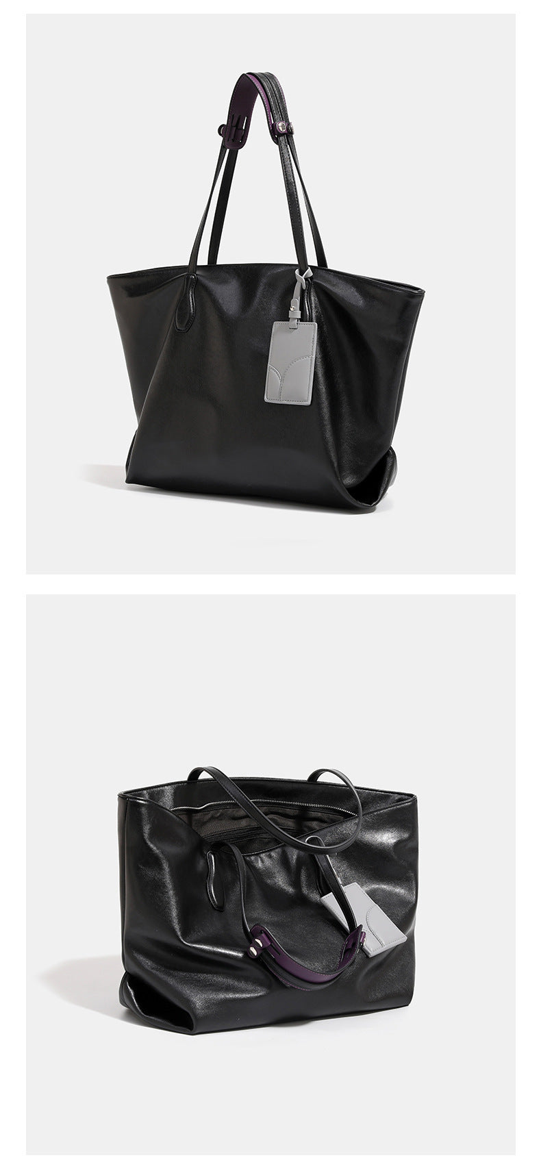 Women’s Square PU Leather Tote Bag With Sewing Thread Detail, Single Shoulder Strap, Large Capacity