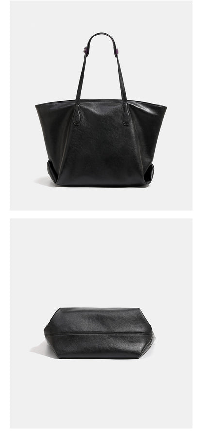 Women’s Square PU Leather Tote Bag With Sewing Thread Detail, Single Shoulder Strap, Large Capacity