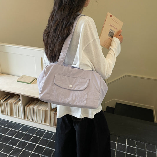 Women’s Pillow Shape Tote Bag With Sewing Thread Detail, Featuring Top Handle And Large Capacity