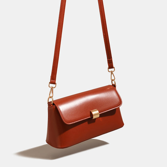 Women’s Square PU Leather Bag With Lock Detail Featuring Single Shoulder Strap