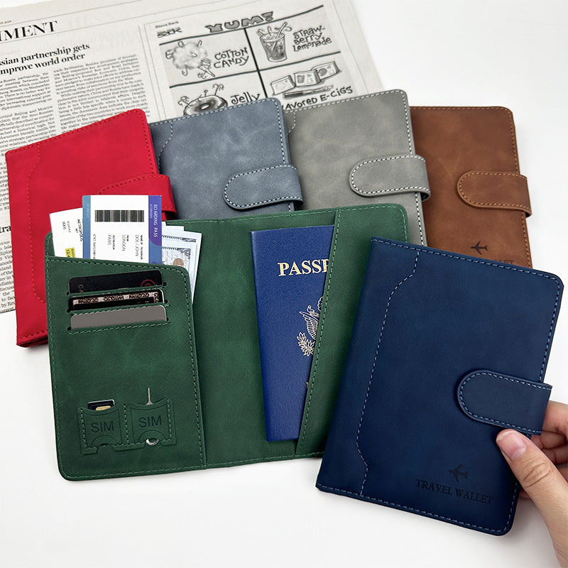 Unisex Solid Color RFID Passport Holder In PU Leather With Sewing Thread Detail