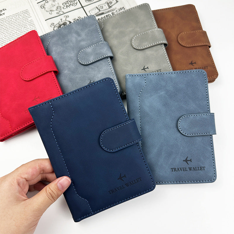 Unisex Solid Color RFID Passport Holder In PU Leather With Sewing Thread Detail