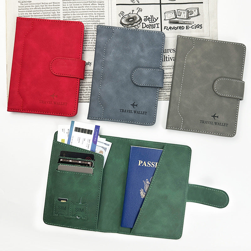 Unisex Solid Color RFID Passport Holder In PU Leather With Sewing Thread Detail