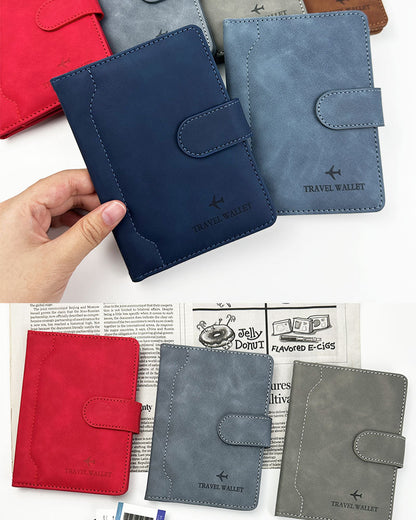 Unisex Solid Color RFID Passport Holder In PU Leather With Sewing Thread Detail