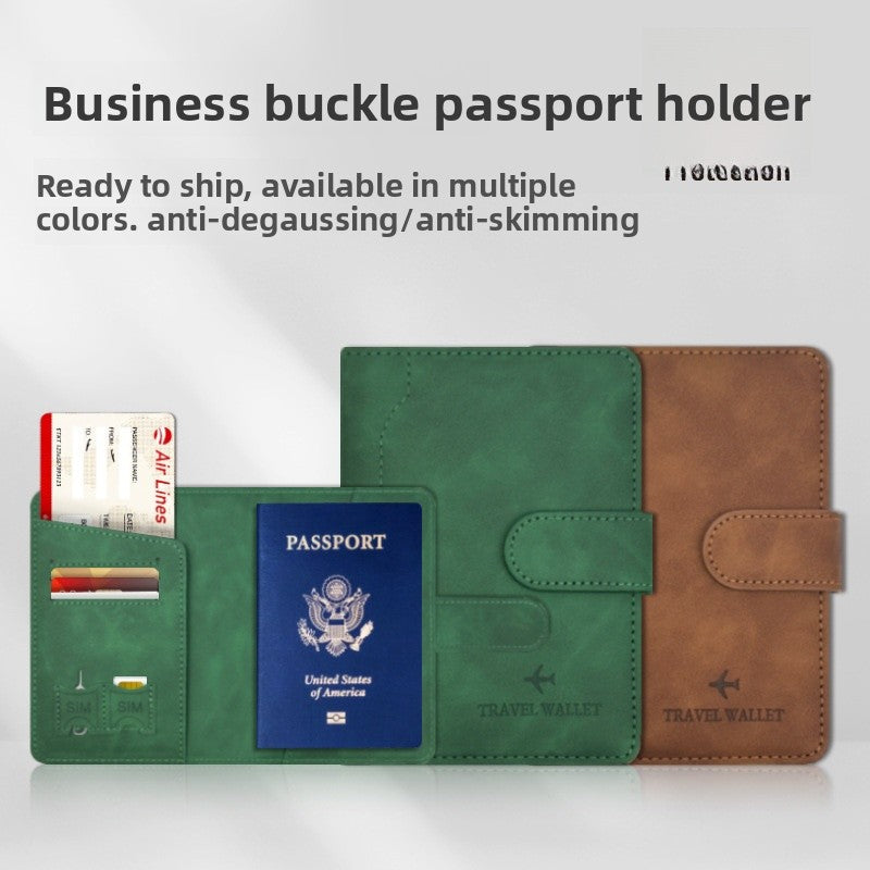 Unisex Solid Color RFID Passport Holder In PU Leather With Sewing Thread Detail