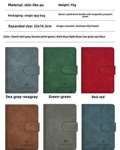 Unisex Solid Color RFID Passport Holder In PU Leather With Sewing Thread Detail