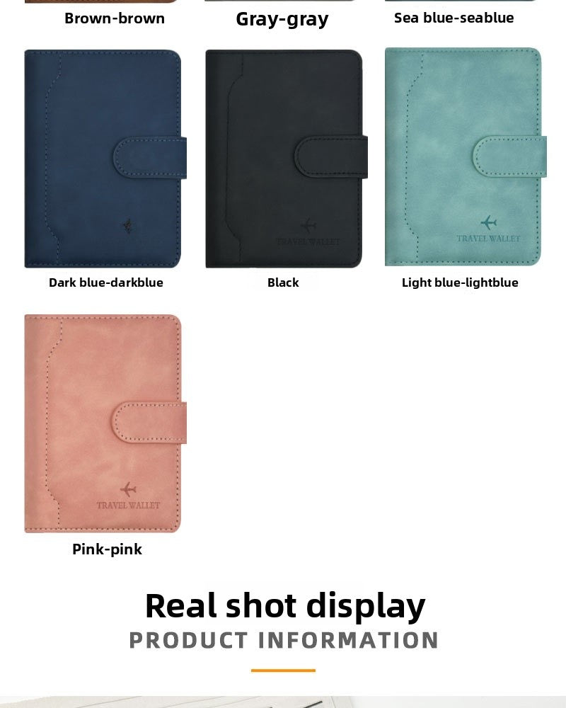 Unisex Solid Color RFID Passport Holder In PU Leather With Sewing Thread Detail