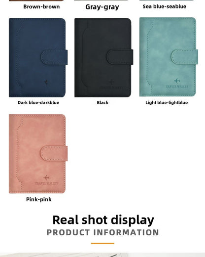 Unisex Solid Color RFID Passport Holder In PU Leather With Sewing Thread Detail