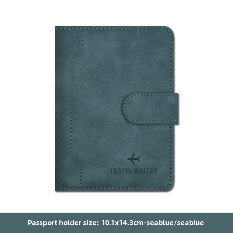 Unisex Solid Color RFID Passport Holder In PU Leather With Sewing Thread Detail