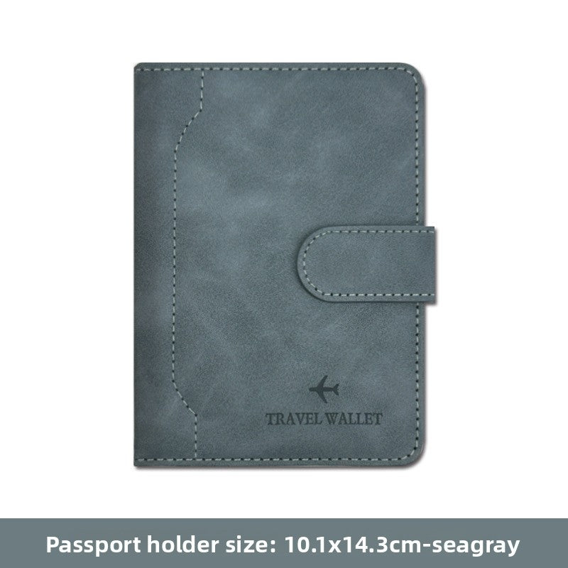 Unisex Solid Color RFID Passport Holder In PU Leather With Sewing Thread Detail