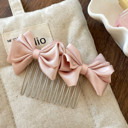 Bow Tie Insert Comb Hair Accessory For Women In Dyed Black Cloth, Perfect For Birthday