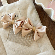 Champagne-colored Double Bow Hair Comb