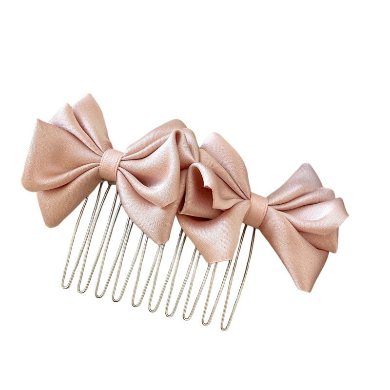 Bow Tie Insert Comb Hair Accessory For Women In Dyed Black Cloth, Perfect For Birthday