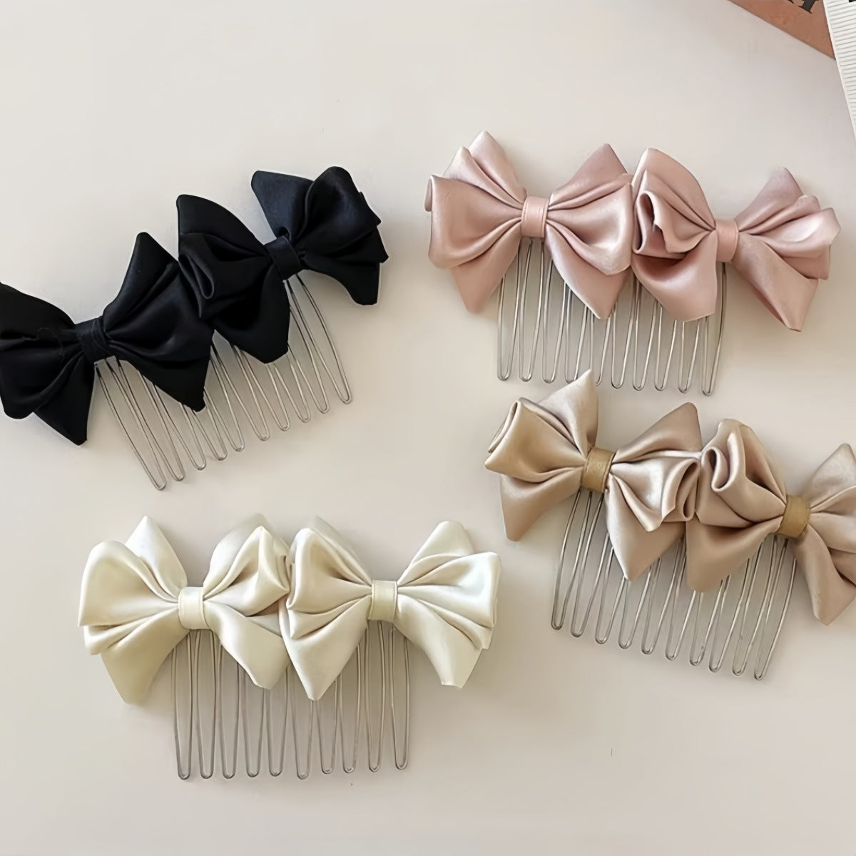 Bow Tie Insert Comb Hair Accessory For Women In Dyed Black Cloth, Perfect For Birthday