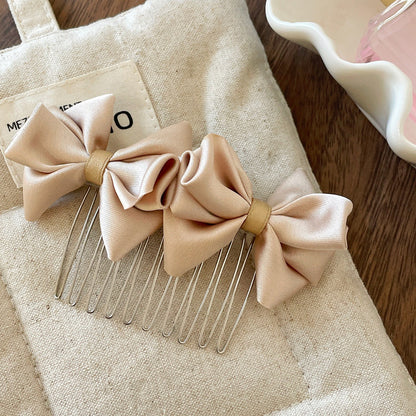 Bow Tie Insert Comb Hair Accessory For Women In Dyed Black Cloth, Perfect For Birthday