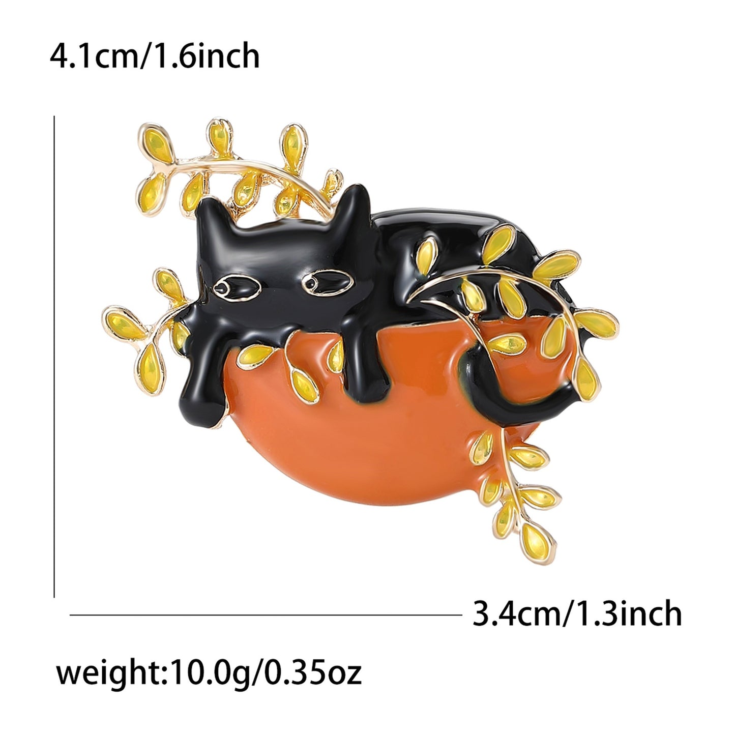 Cat Pin In White Alloy Featuring Enamel Craftsmanship